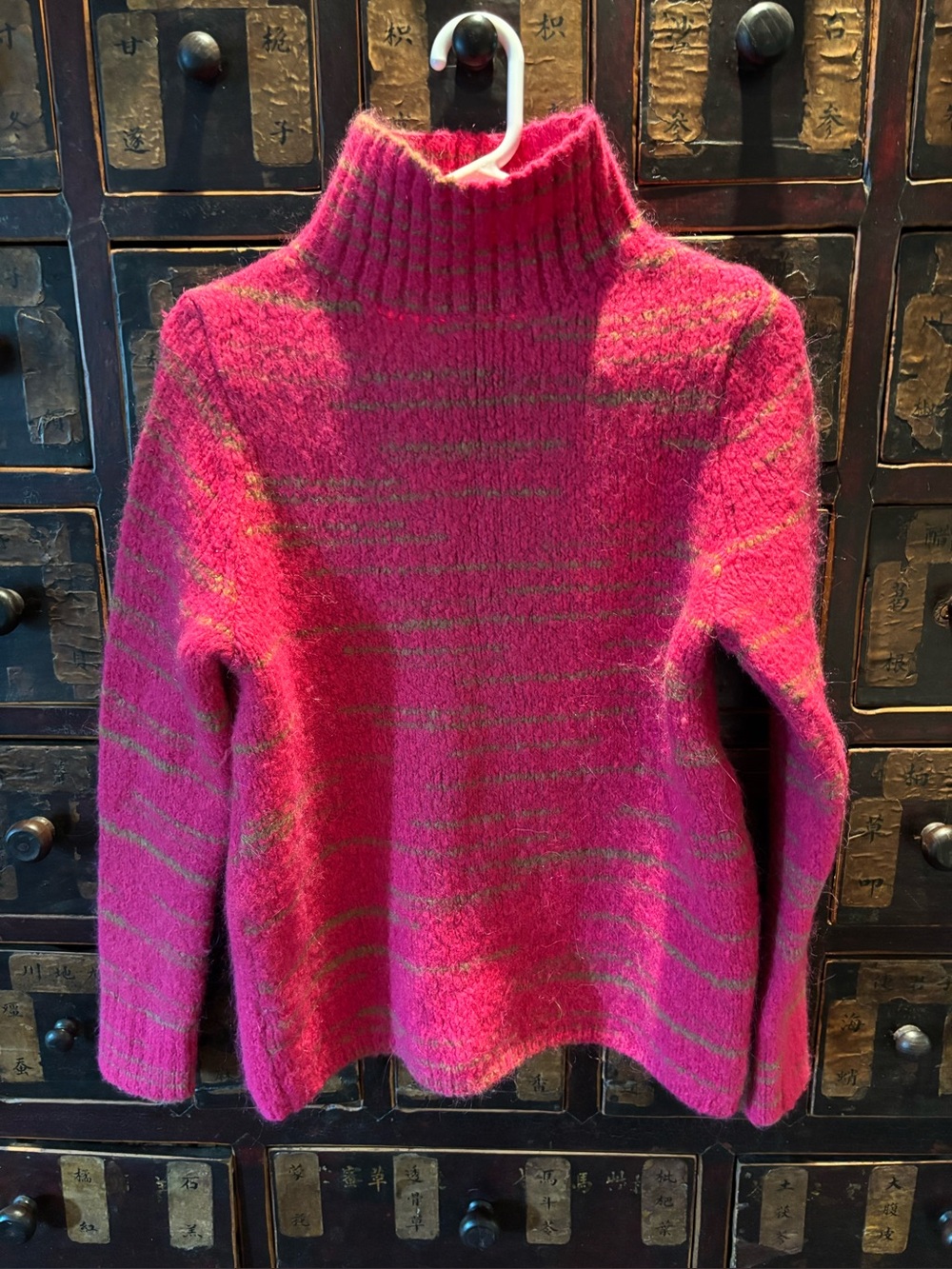 Women’s Pink Striped Turtleneck Sweater